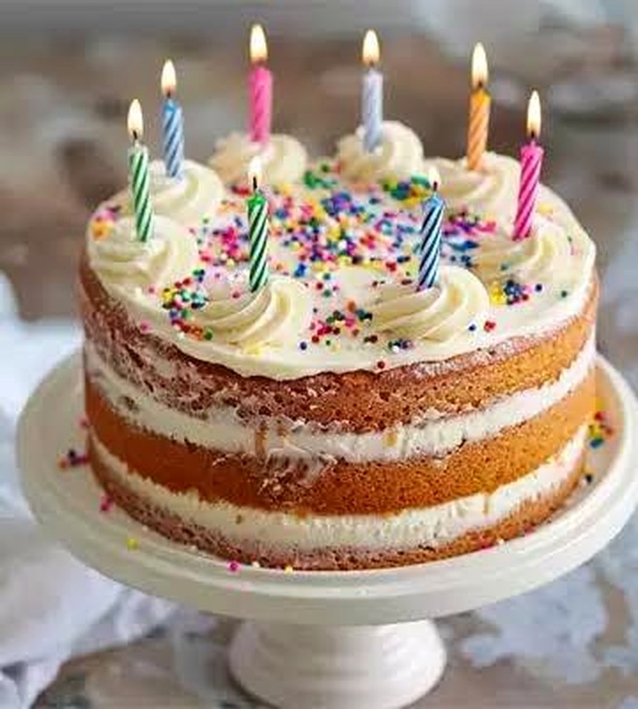 Layered Golden Stream celebration cake